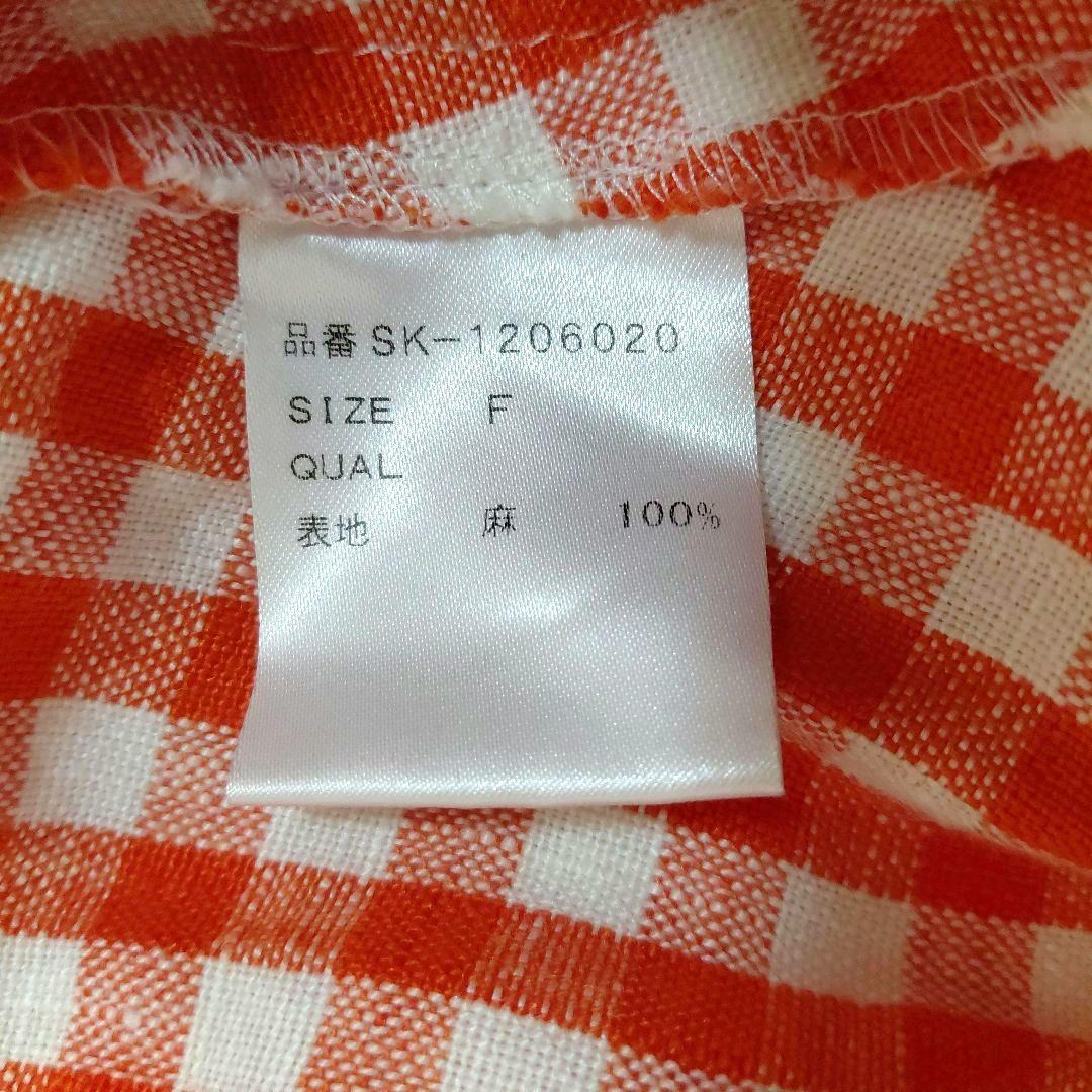 ツルバイマリコオイカワ　ギンガムチェックワンピース　リネン　カシュクール