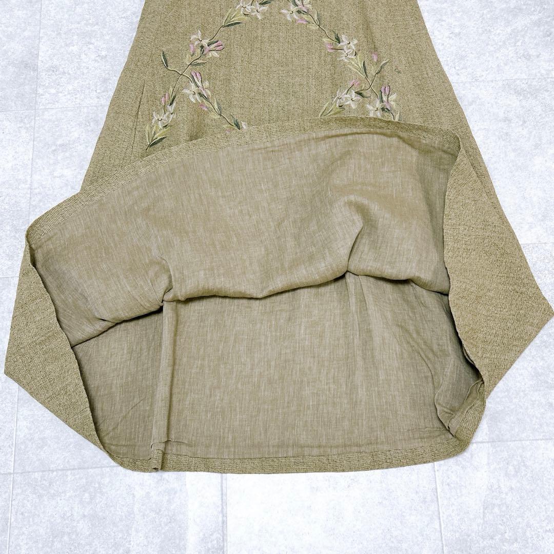 未使用級✨ 45R ギマツイード 刺繍 ワンピース ノースリーブ 花柄 R刺繍