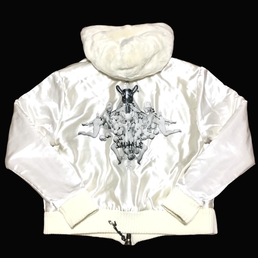 伊製 CAVIALE カビアーレ L リバーシブルジップファーパーカー シルク
