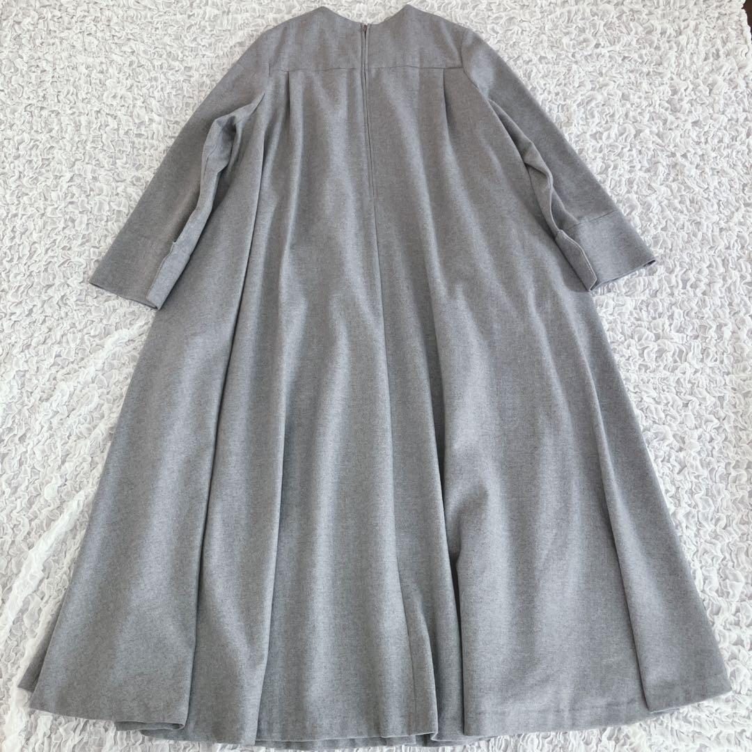 美品ebureウールカシミヤ　サキソニー テントシルエットワンピース
