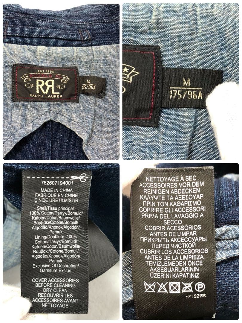 【希少】RRL インディゴ スポーツコート デニム テーラードジャケット M