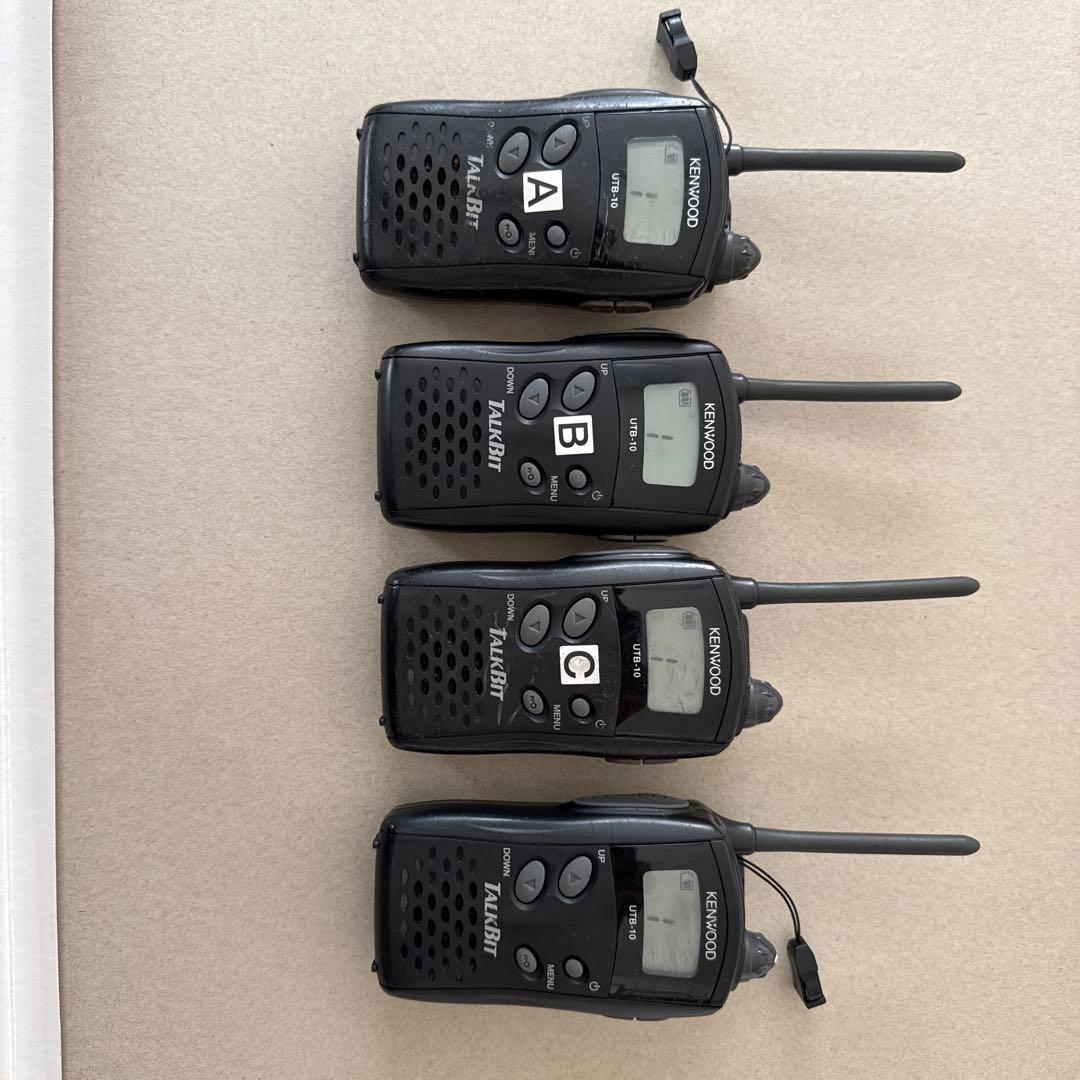 ケンウッドUTB-10トランシーバー 4台純正バッテリー、充電器セット
