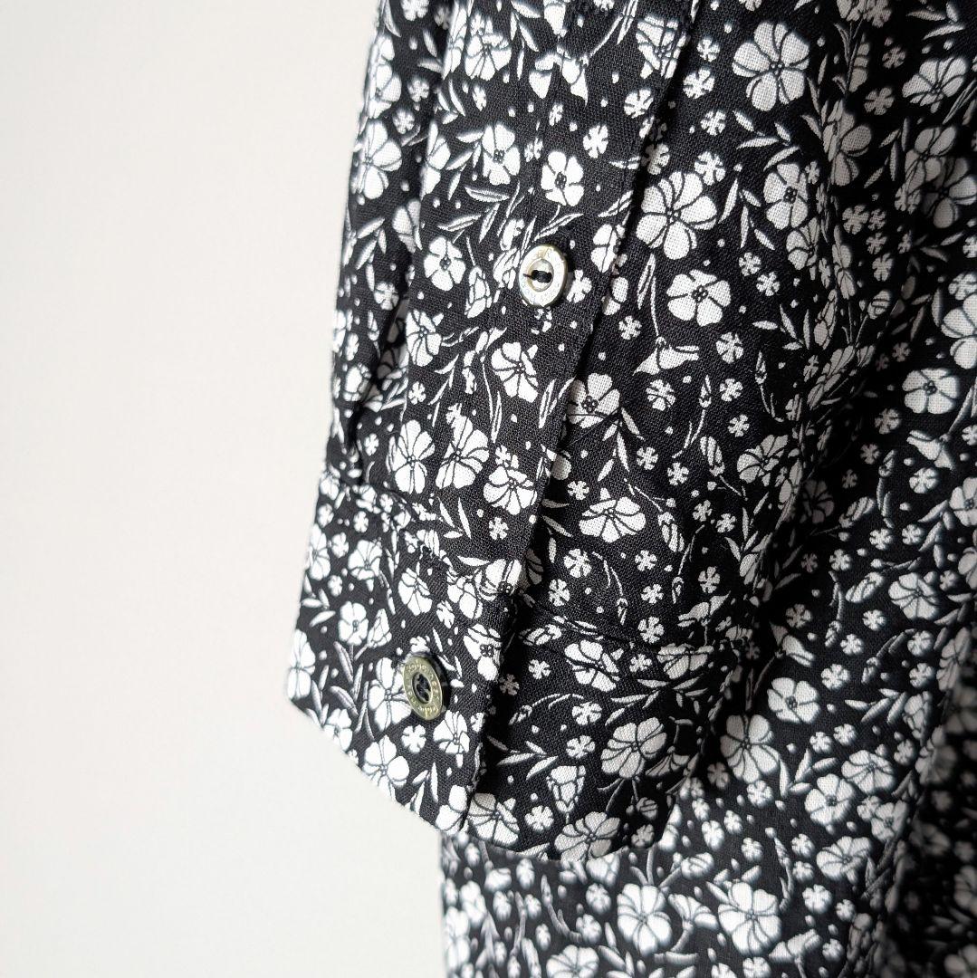 nest Robe flower pattern タックシャツワンピース リネン