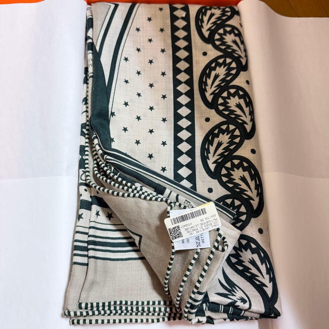 【新品】HERMES カシミアシルク カレジェアン 四輪馬車の車輪・バンダナ