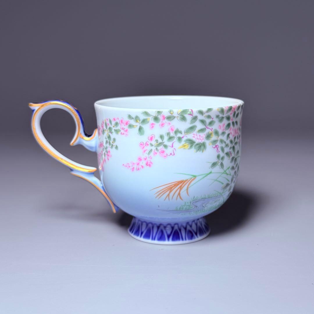 深川製磁　高級ライン　色絵花鳥図　カップ＆ソーサー