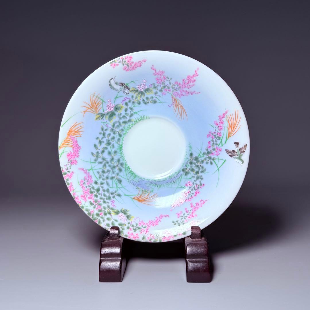 深川製磁　高級ライン　色絵花鳥図　カップ＆ソーサー