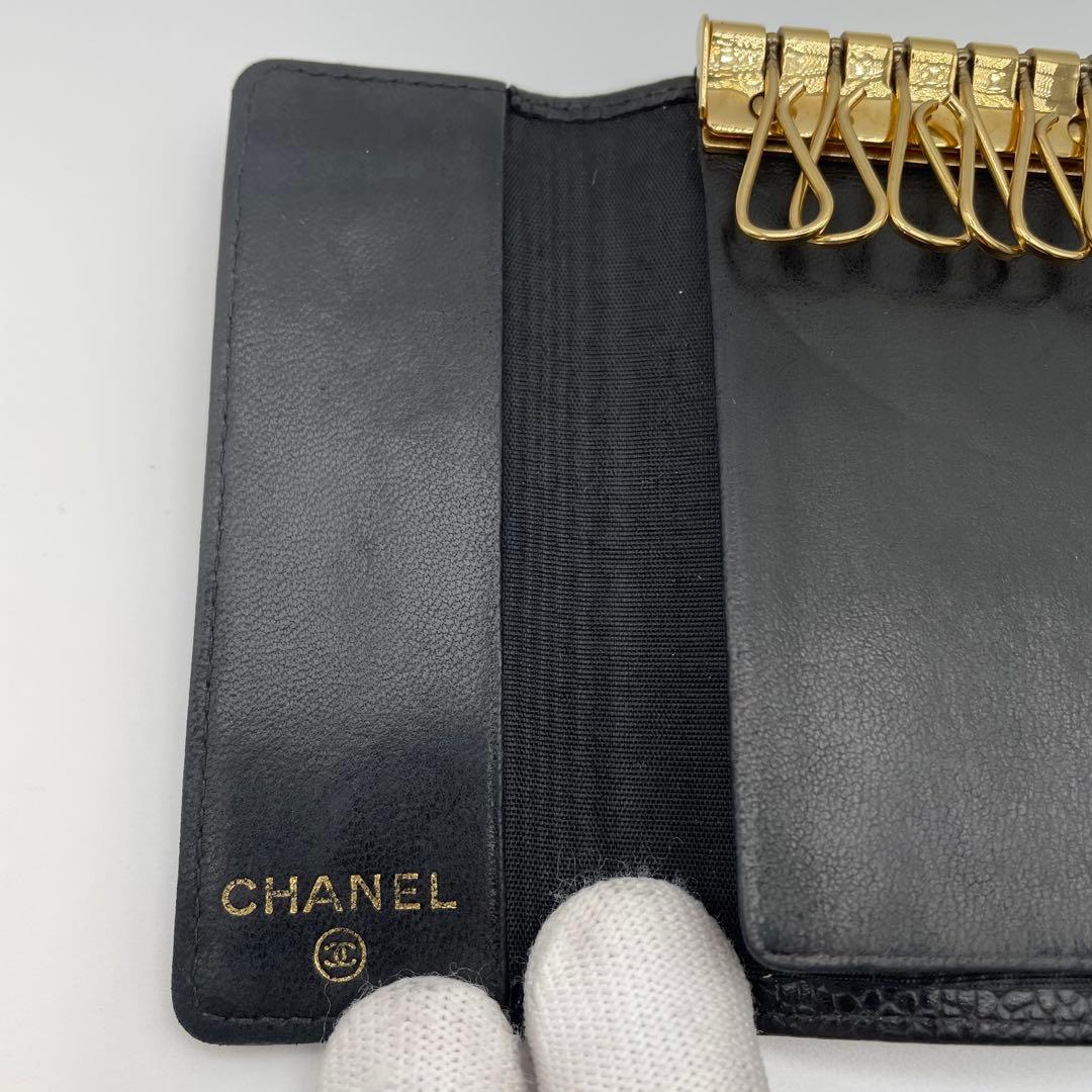 【超美品】CHANEL キャビアスキン 6連　キーケース