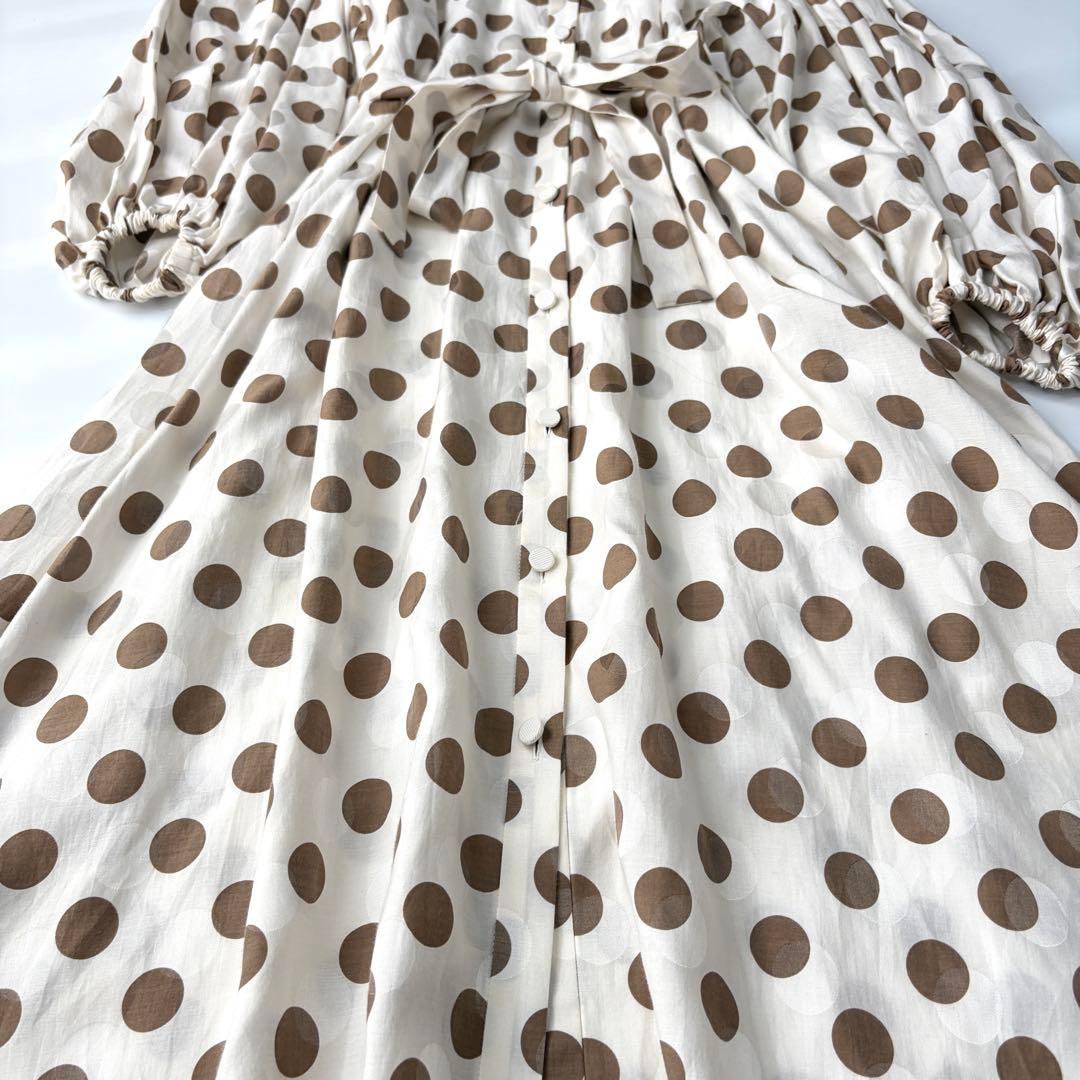 【美品】トゥモローランドコレクション　シルクコットン　水玉　ロングワンピース
