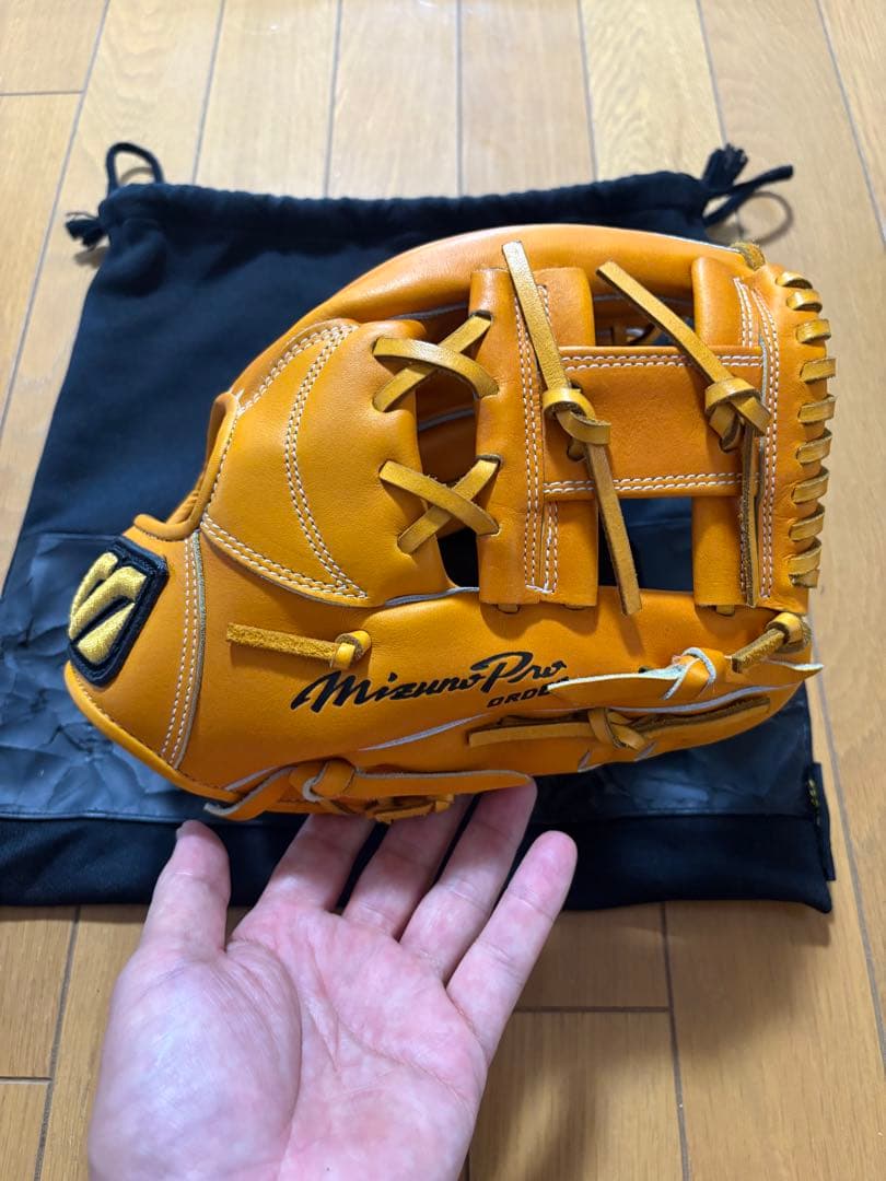 MizunoPro 軟式用オーダー宮本モデル オレンジ 収納袋付き