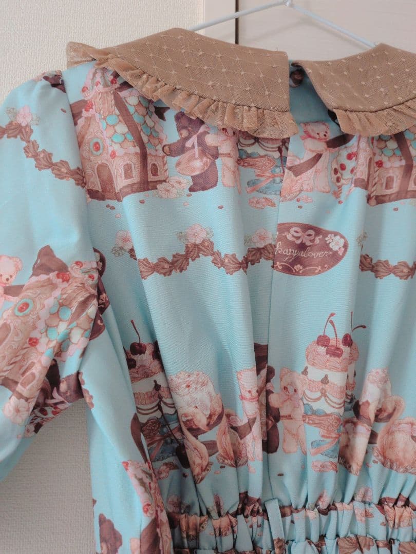 axes femme kawaii お菓子の家柄ワンピース（ミント）