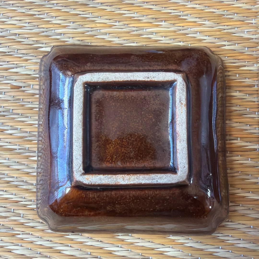 アンティーク 豆皿 小皿 飴釉 陽刻3枚