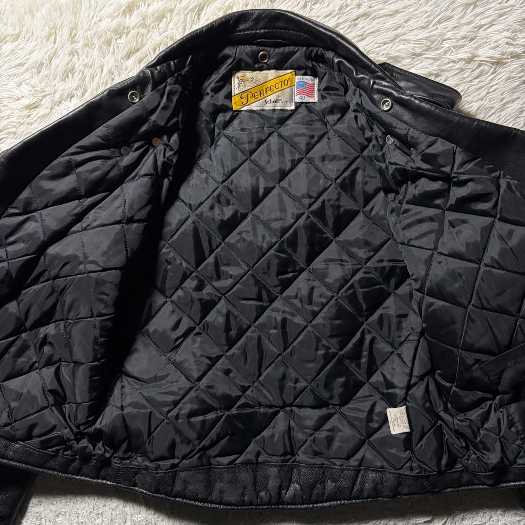 【米国製】schott ライダースジャケット 618 本革　ブラック 40