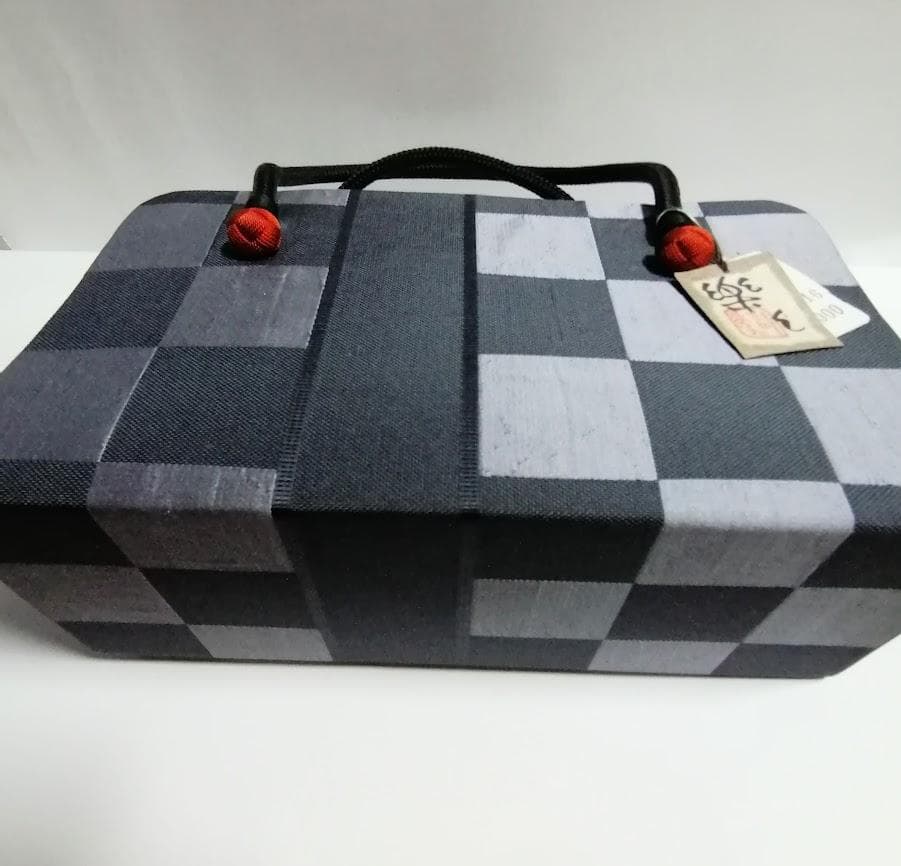 【新品・未使用】高級和装バッグ 市松模様 楽 落款入り モダン利休バック