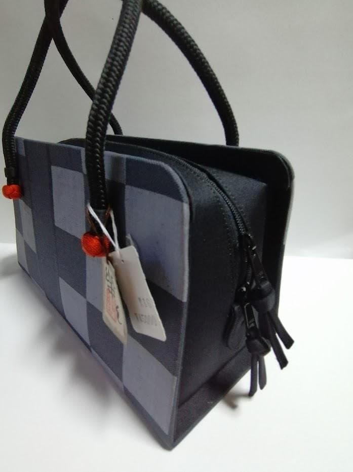 【新品・未使用】高級和装バッグ 市松模様 楽 落款入り モダン利休バック