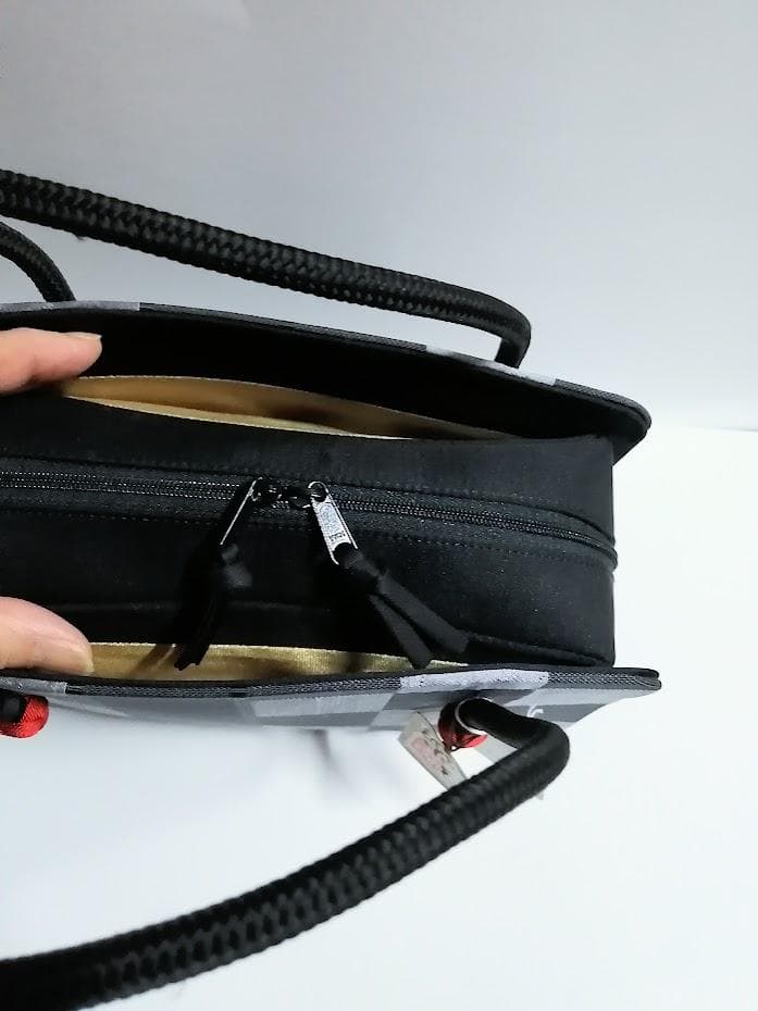 【新品・未使用】高級和装バッグ 市松模様 楽 落款入り モダン利休バック
