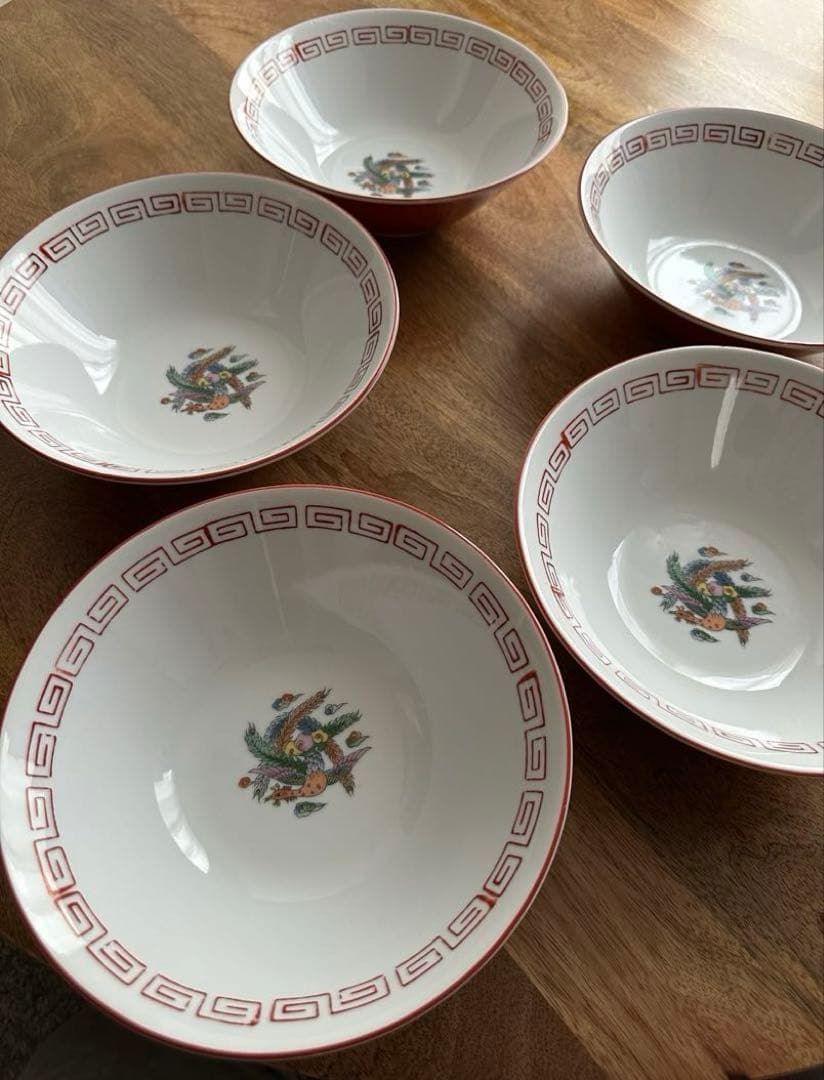 ◼️出品4/7(火)迄◼️骨董品◼️ラーメンどんぶり5点セット 鉢 器 昭和レトロ
