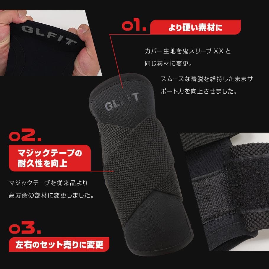 【正規販売】GLFIT Xエルボースリーブステルスブラック(S)