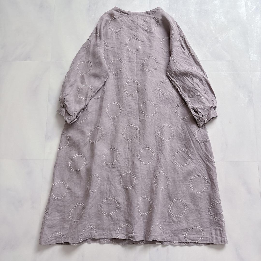 TUTIE. ツチエ 刺繍 リネン100% ロングワンピース