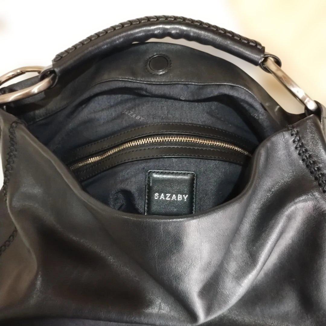 SAZABY ブラックレザー ハンドバック