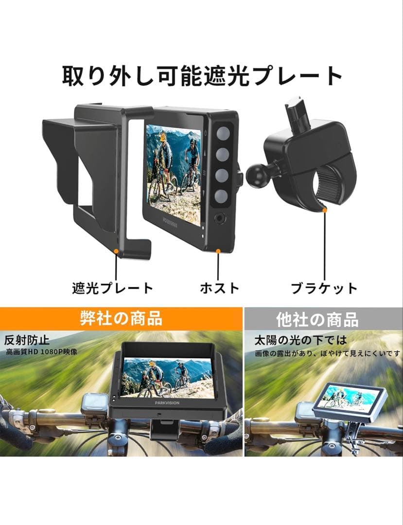⭐️新品 PARKVISION 自転車用バックカメラ モニターセット 1080P
