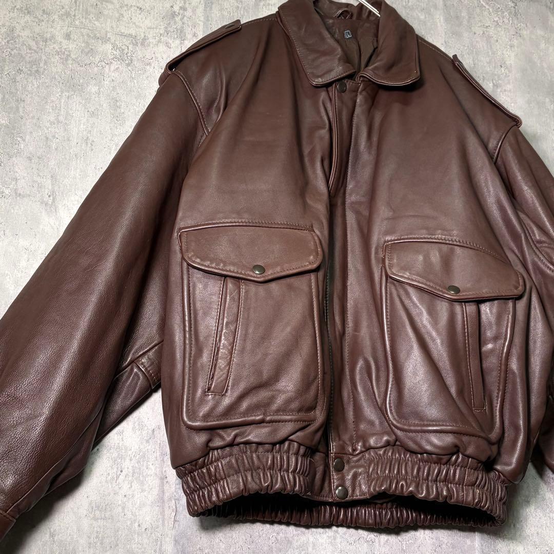 ririジッパー レザージャケット 茶色 本革 美品