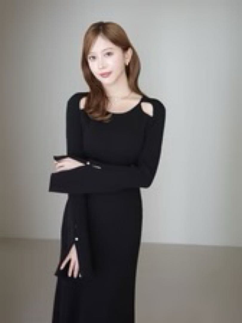 eimy istoire リブニットフレアワンピース　BLACK 38