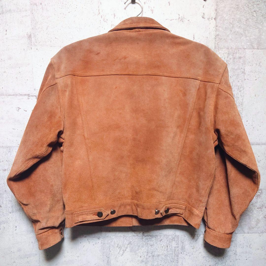 80s 〜 90s 牛革 スエード レザー トラッカージャケット ブラウン M