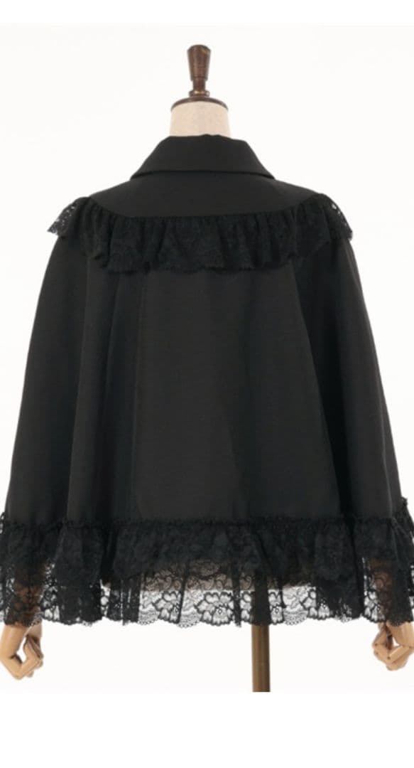 【新品タグ付】axes femme『リボン付レースフリルコート』Fサイズ　黒色