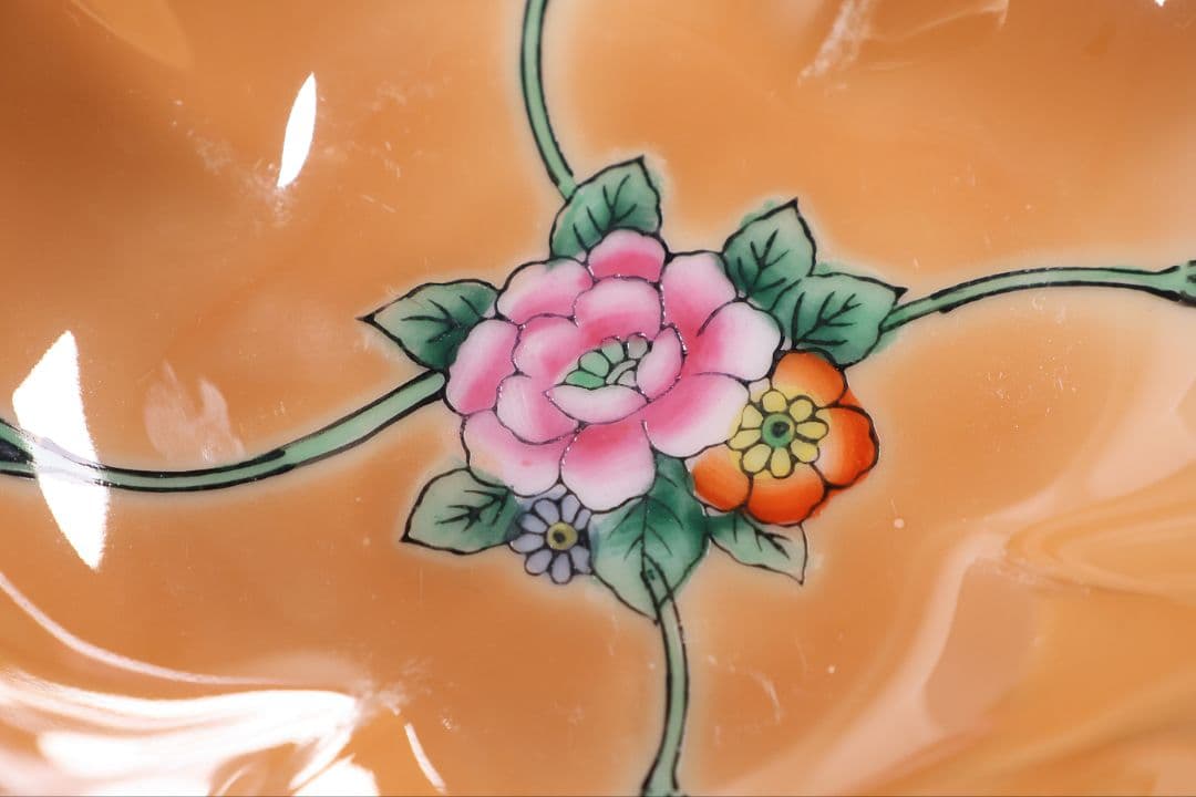 【CM295】オールドノリタケ 草花 ラスター彩 皿 小鉢 耳付 日本 陶磁器