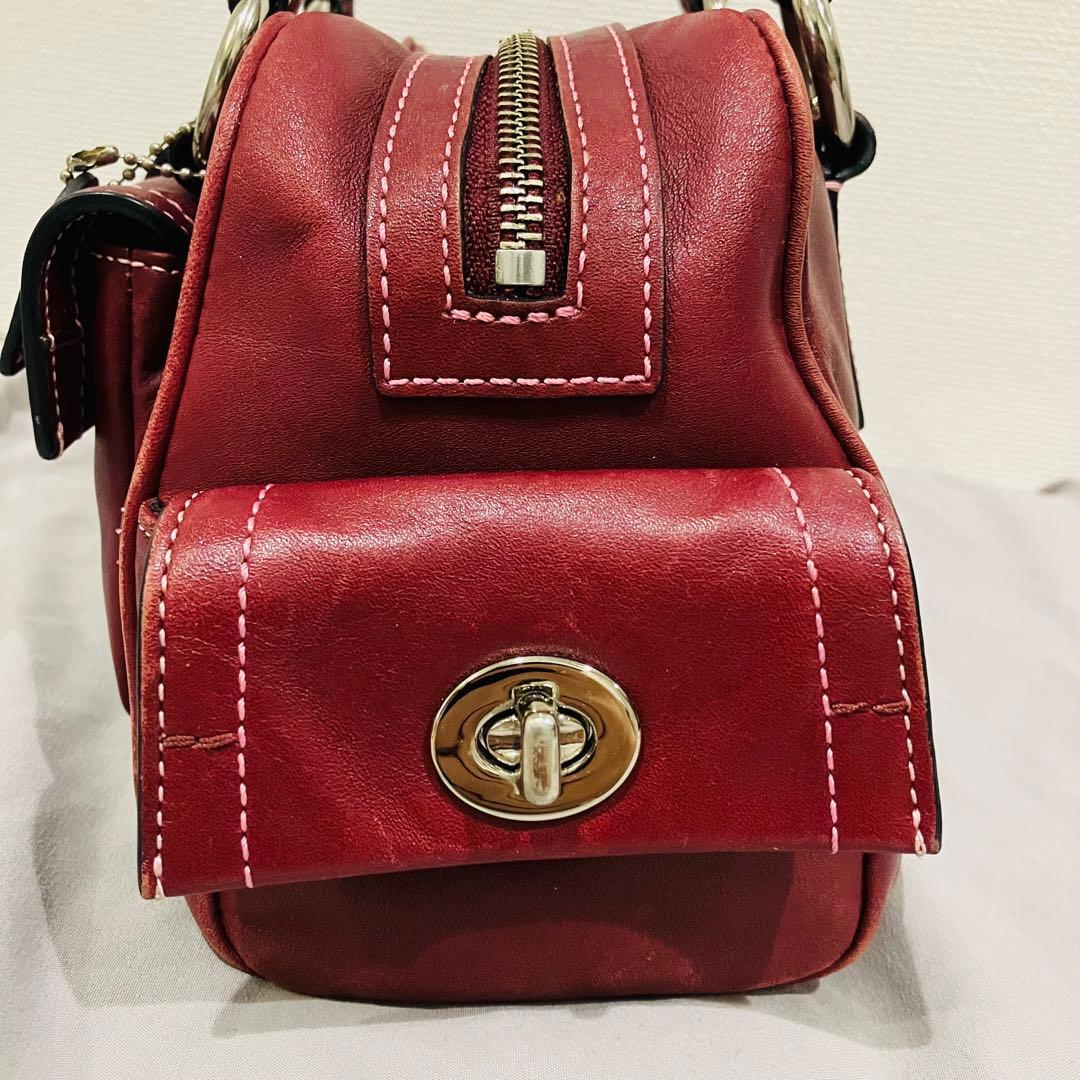 オールドコーチ coach ハンドバッグ　8A10 ボルドー　レザー