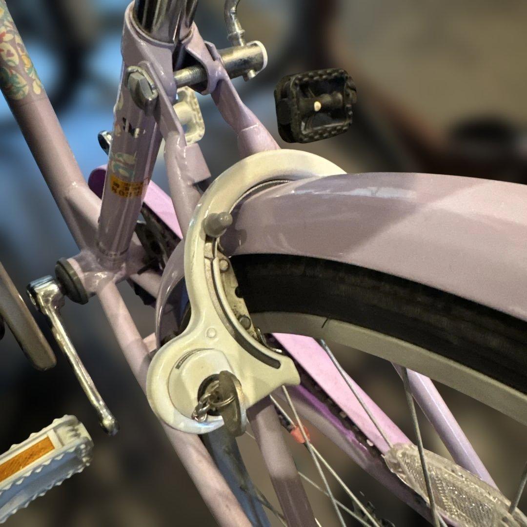 子供用自転車 紫色 前バスケット付き