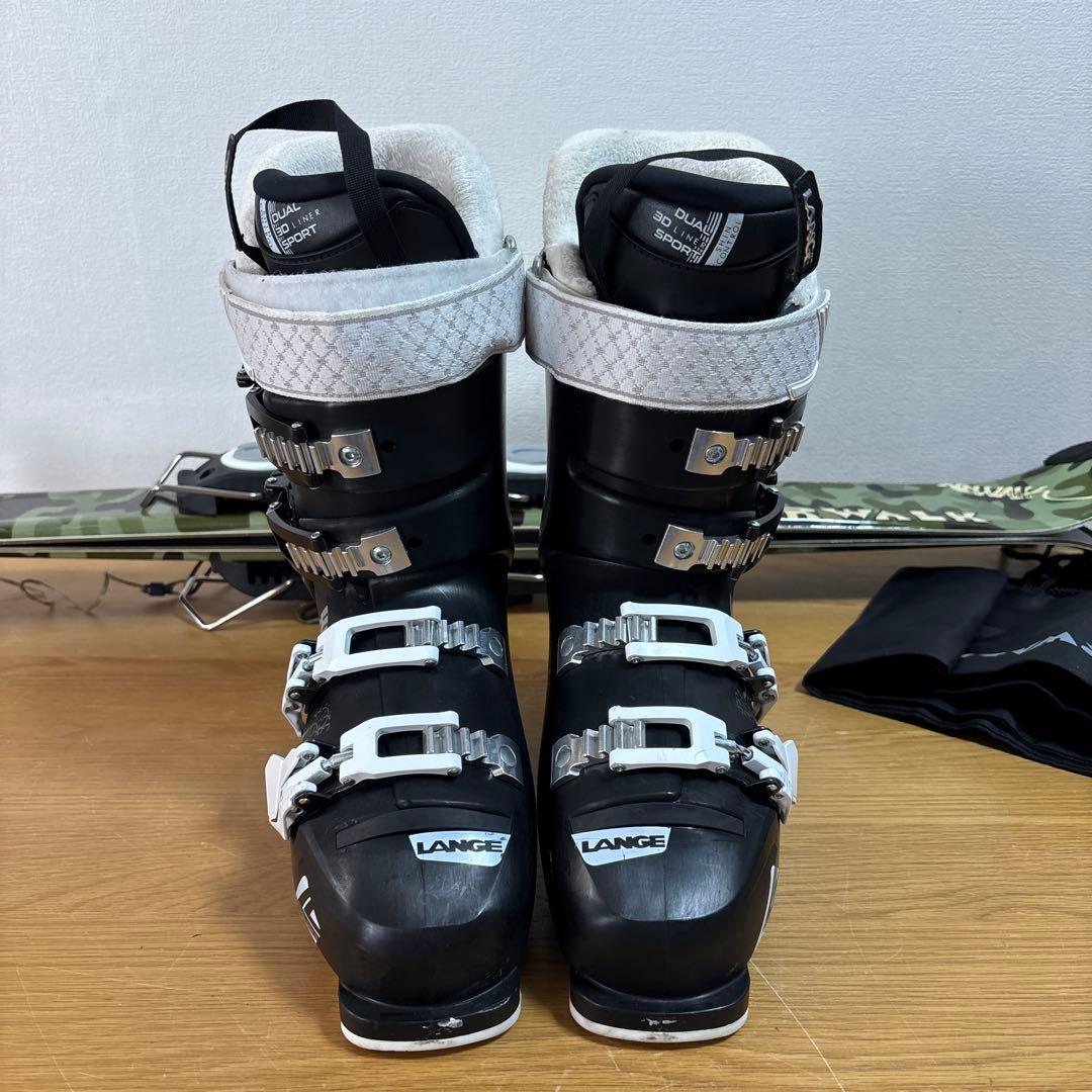 美品　レディースショートスキーセット　迷彩 LANGE 24-24.5cm