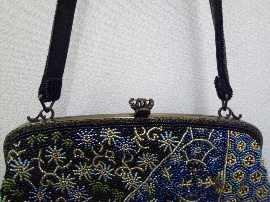 美品　柏ビーズ ビーズ刺繍 フォーマルバッグ ハンドバッグ