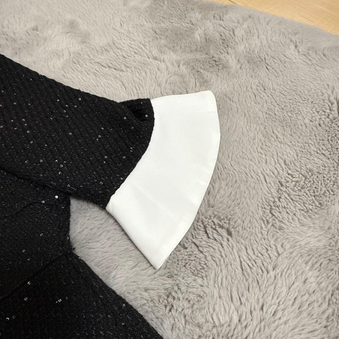 【LEJA】花柄レースカラースパンコール刺繍Aラインフレアドレスワンピース