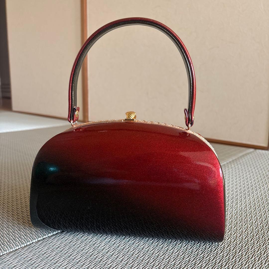 和装用バッグ 赤と黒のグラデーション