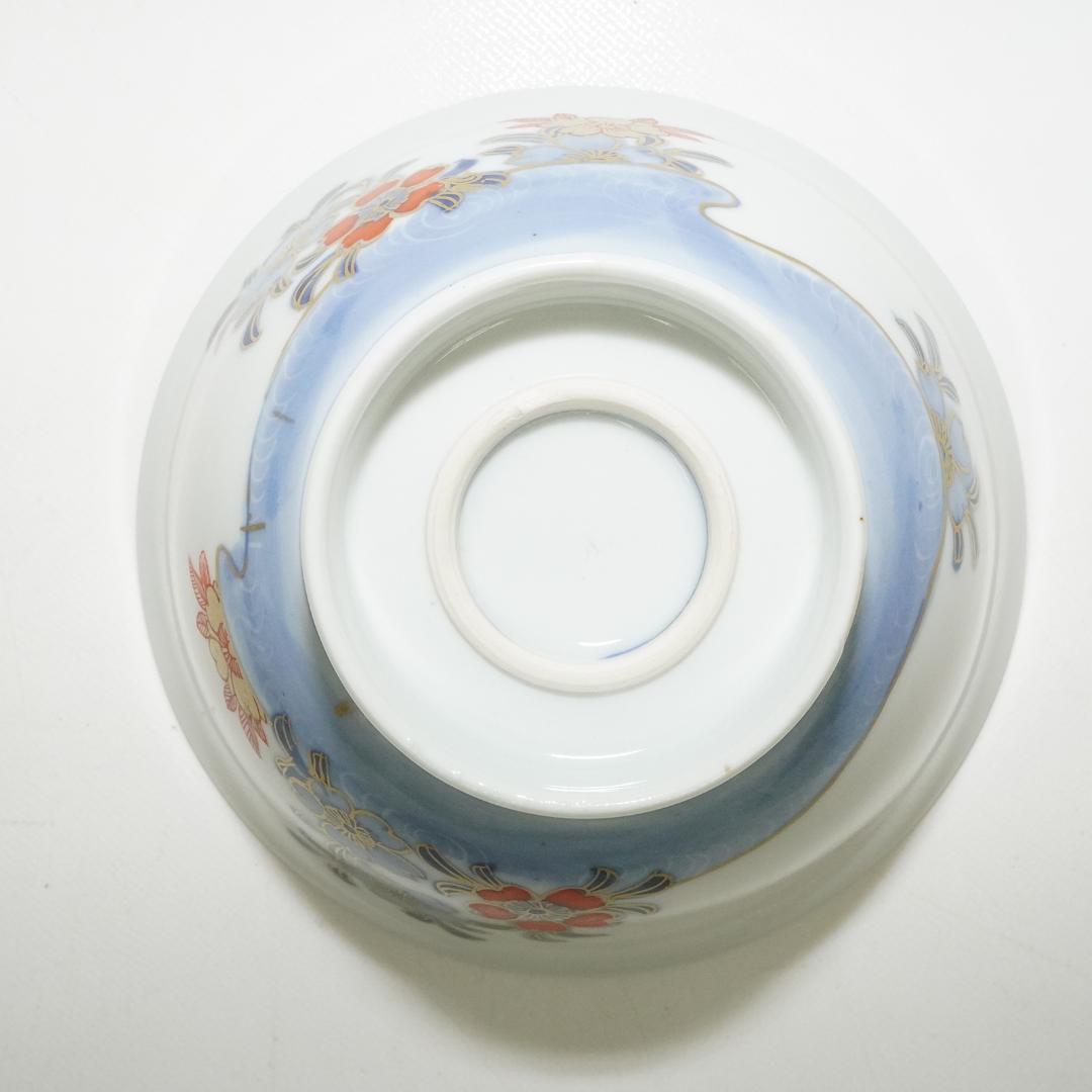 古伊万里　蓋付 飯 茶碗　14客 染付金彩木箱入り