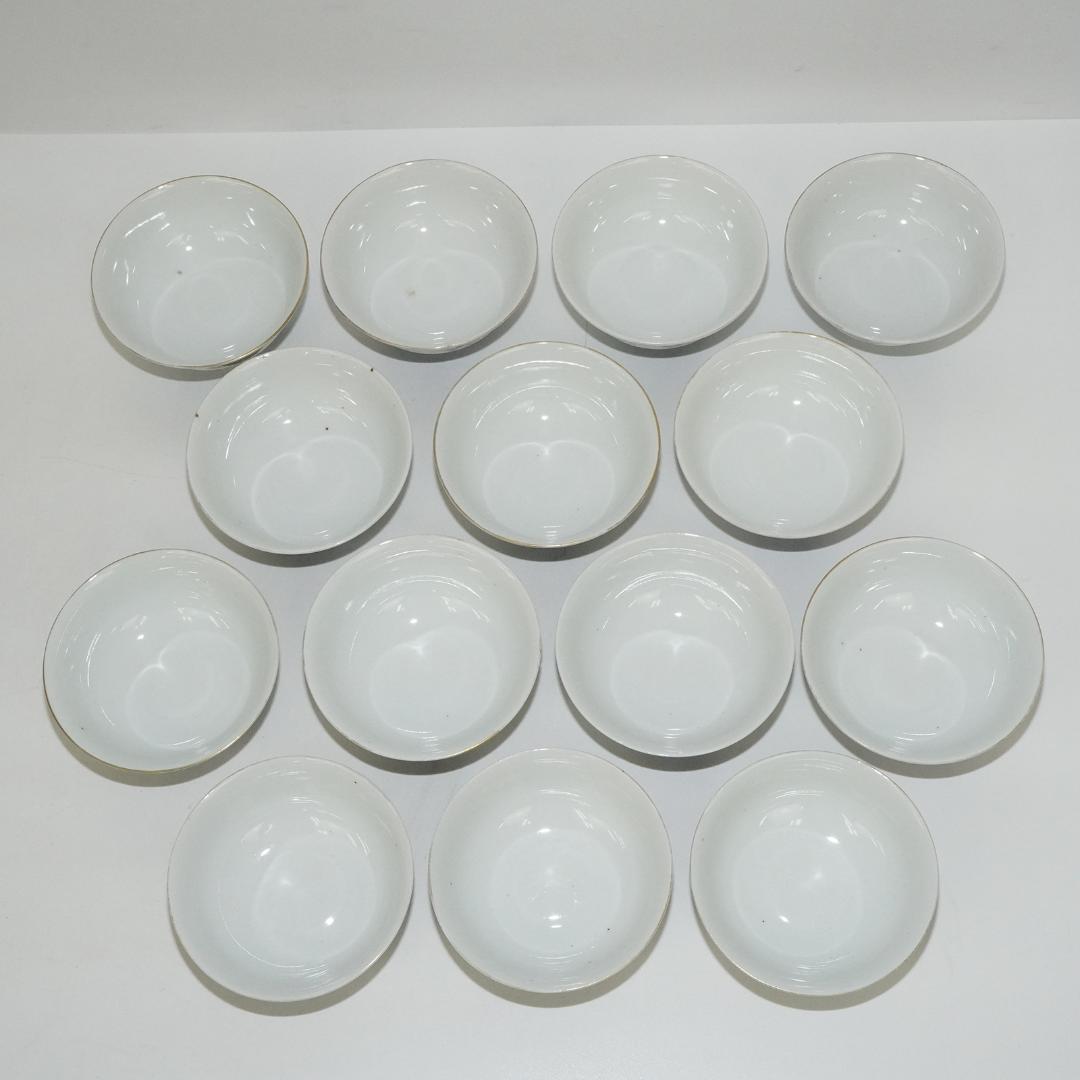 古伊万里　蓋付 飯 茶碗　14客 染付金彩木箱入り