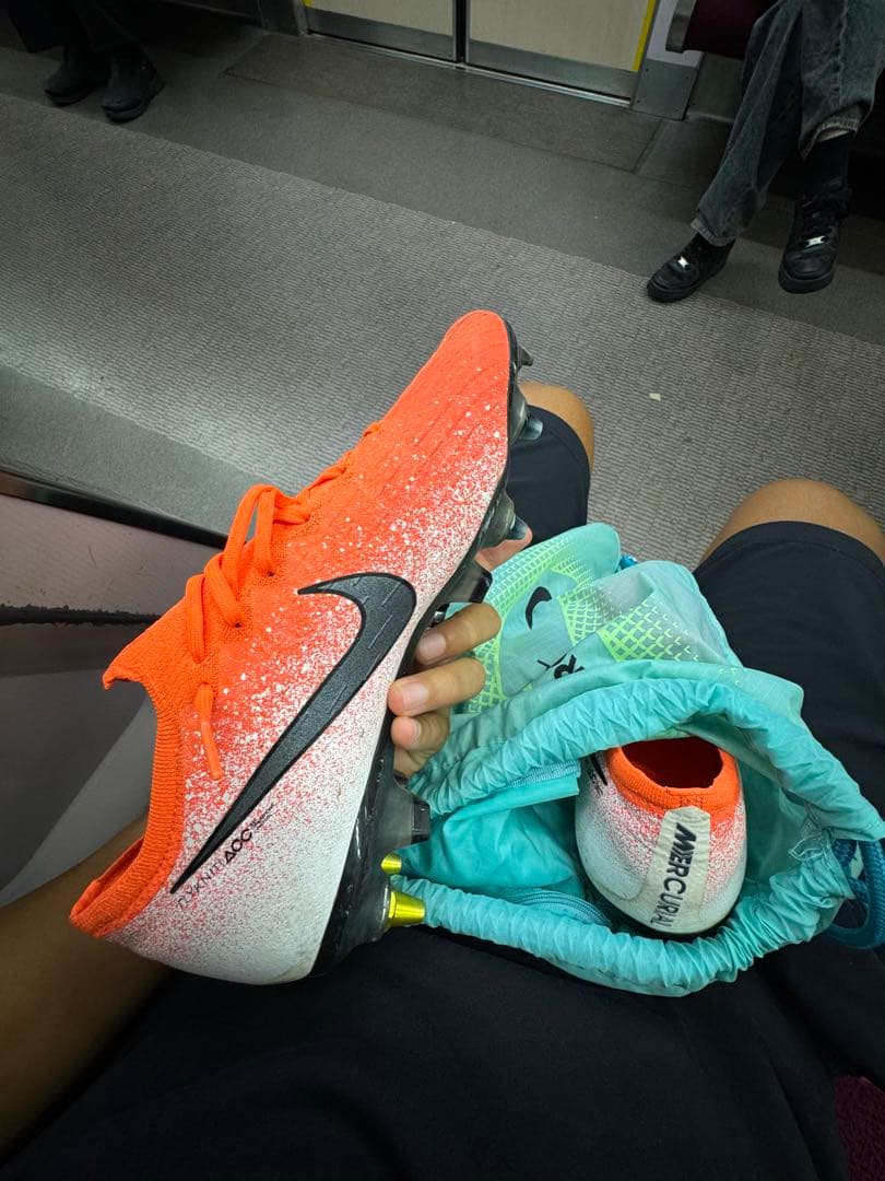 Nike マーキュリアル取り合え式 サッカーシューズ スパイク オレンジ25.5