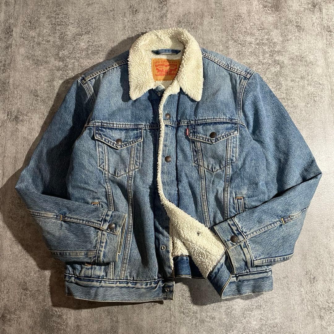 Levi'sリーバイスシェルパトラッカージャケット裏ボア短丈ライトブルーM