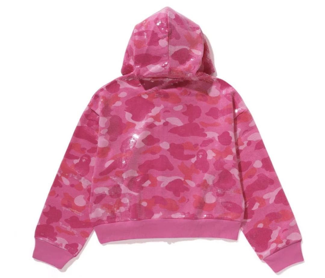 トップス APE HEAD SEQUIN CROPPEDFULL ZIP HOOOIE