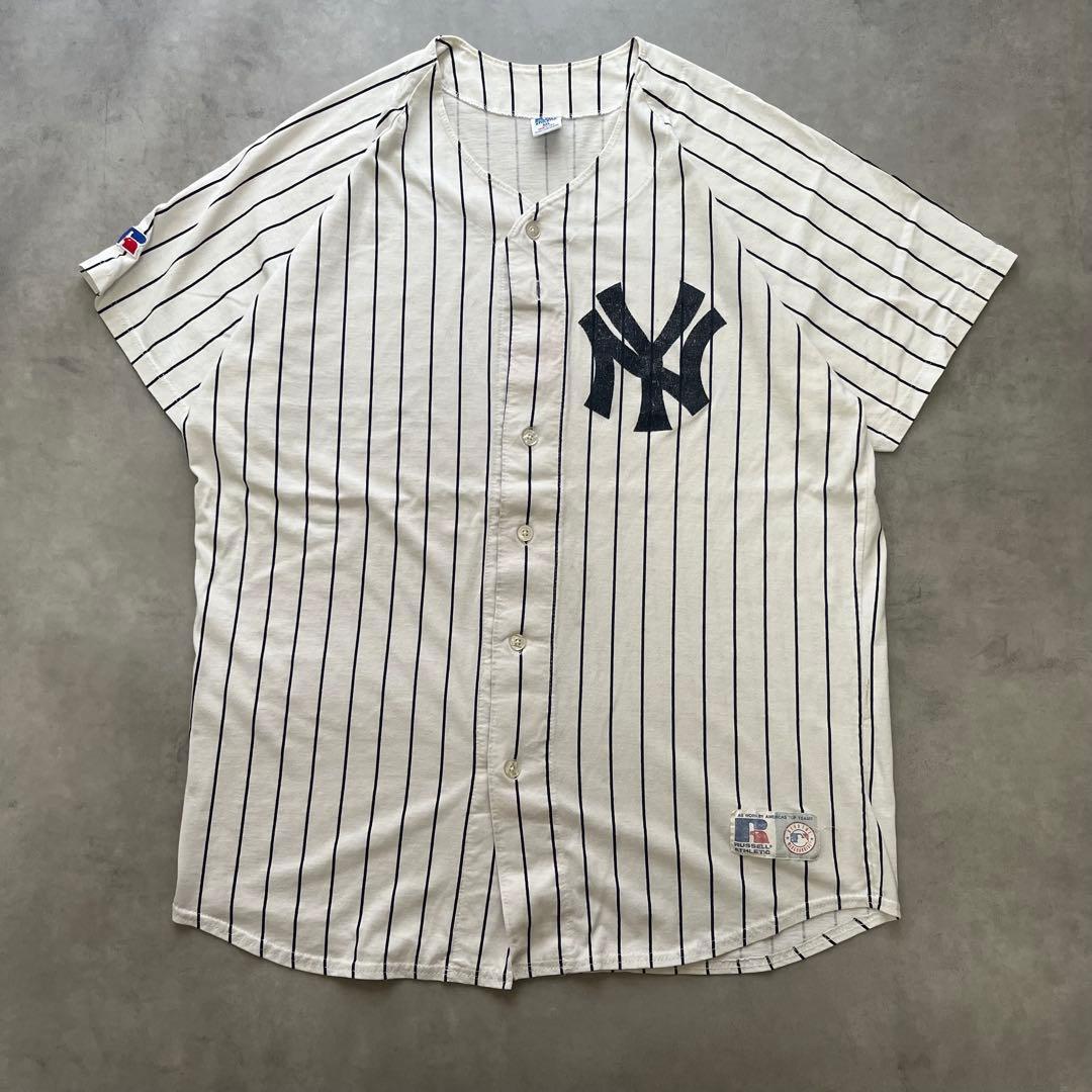 90s RUSSELL ヤンキース ベースボールシャツ USA製 MLB