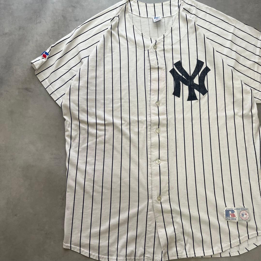90s RUSSELL ヤンキース ベースボールシャツ USA製 MLB