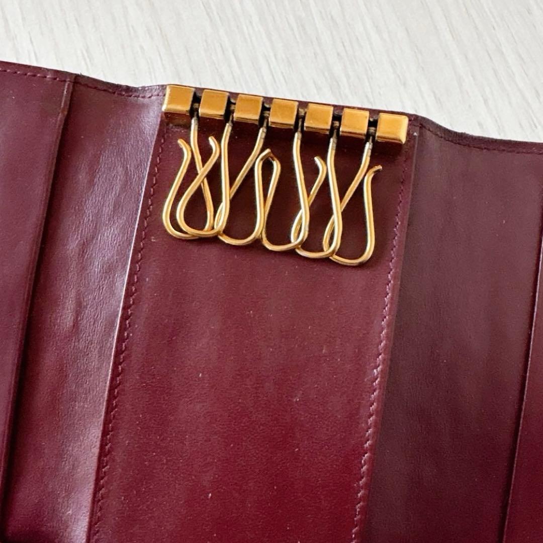 【Cartier】マストライン 6連 キーケース ボルドー×ゴールド
