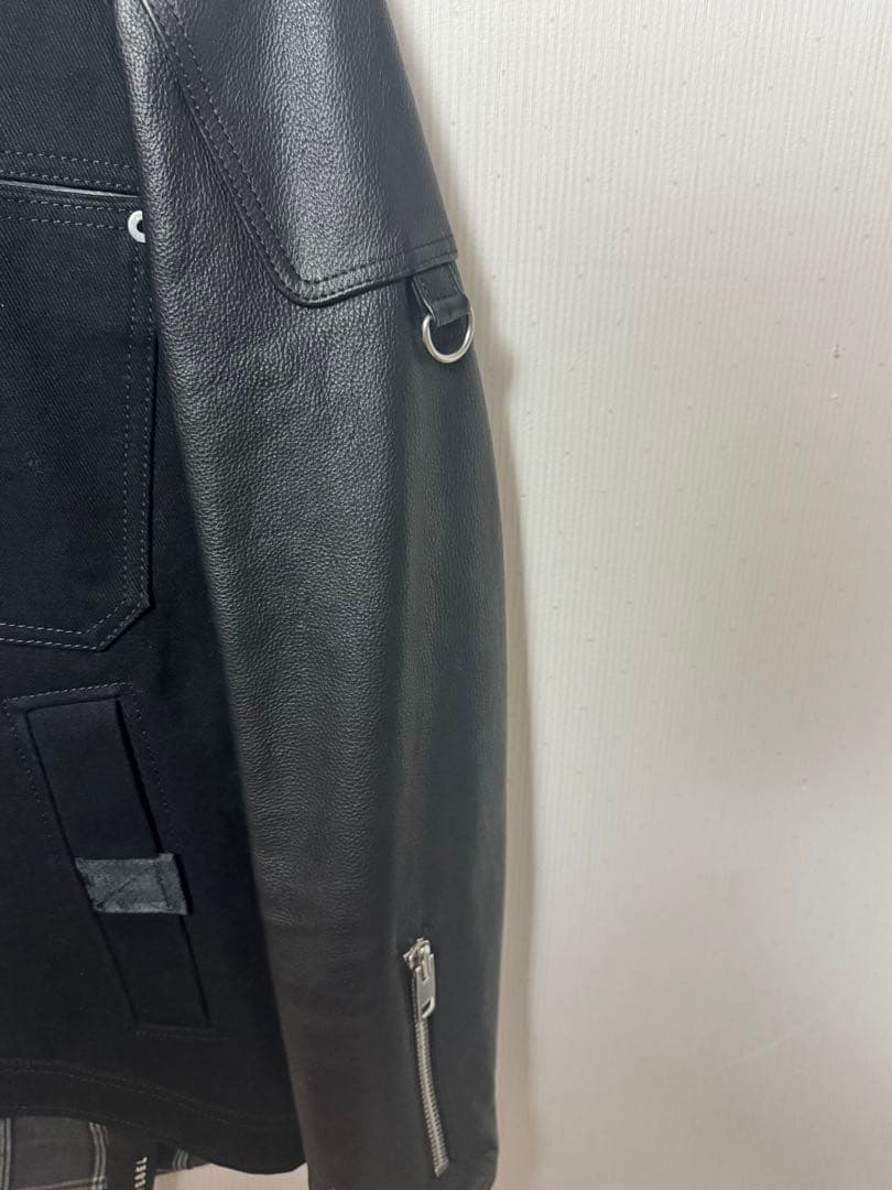 【美品】DIESEL ディーゼル キャンバスレイヤードジャケット レザー