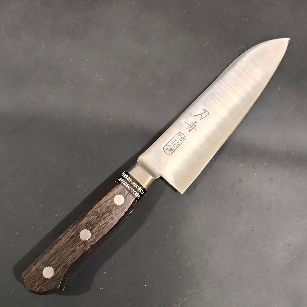 刀舟　SS超鋼　全鋼　鎌形　三徳包丁　本刃付け　新品未使用保管品