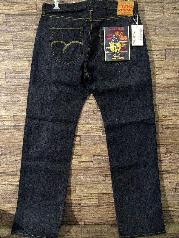 廃盤 W38 新品 未洗い 限定 フラットヘッド 3005-21 青タブ デニム