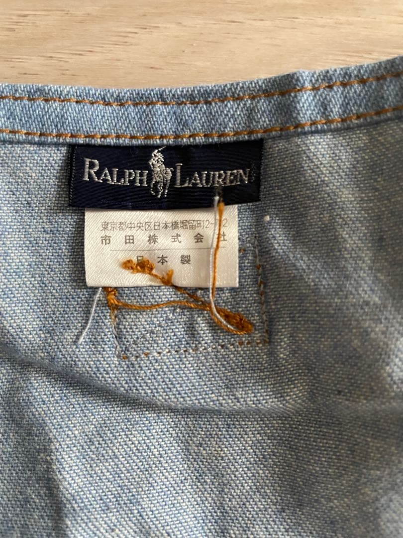 Ralph Lauren エプロン ライトブルーデニム　ポケット付き