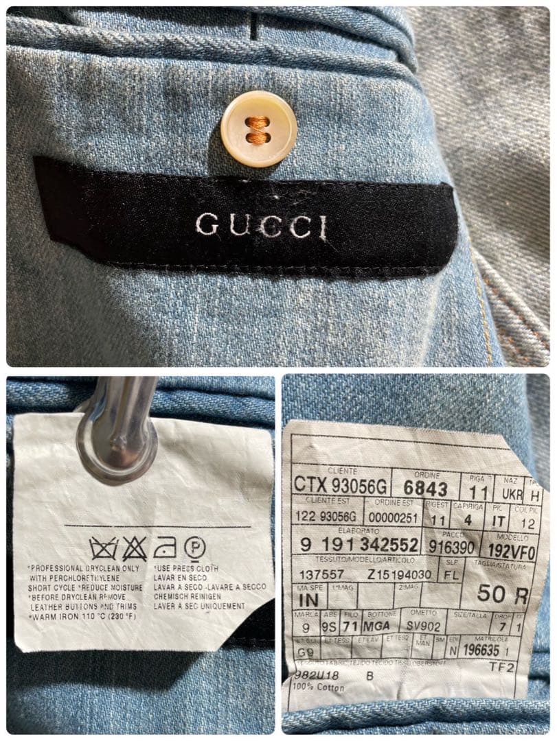 希少】GUCCI トムフォード期 デニムテーラードジャケット 50 192VF0