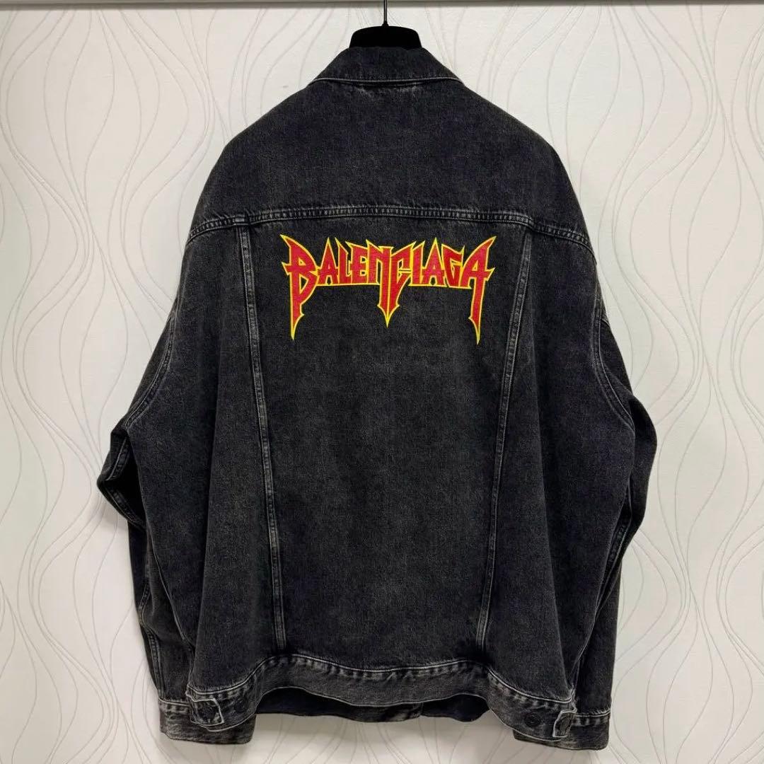 BALENCIAGA サイズ1 22ssメタルロゴウォッシュド デニムジャケット
