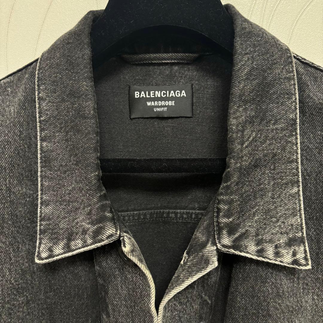 BALENCIAGA サイズ1 22ssメタルロゴウォッシュド デニムジャケット